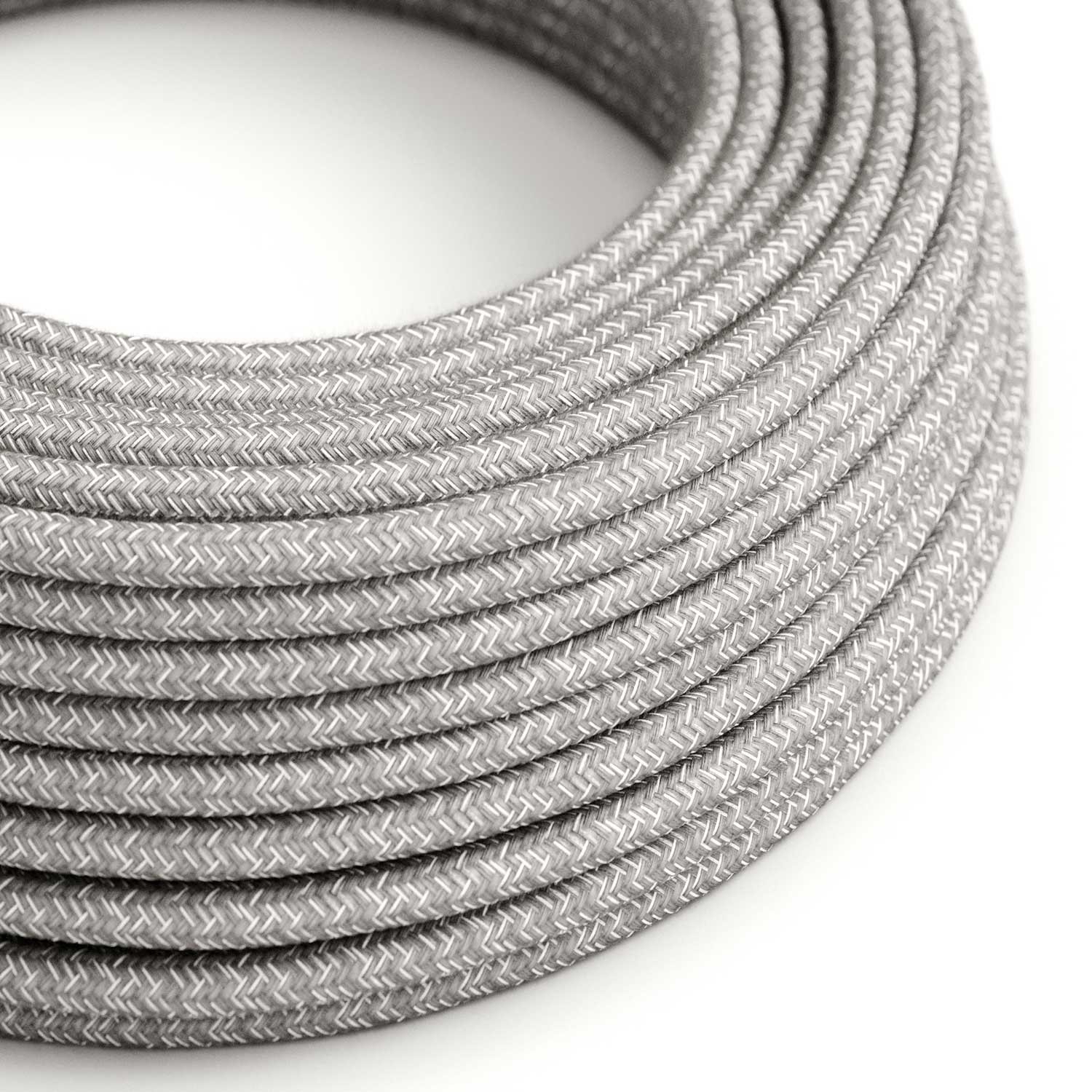 RN02 Natural Grey Round Linen Electrical Fabric Cloth Cord Cable