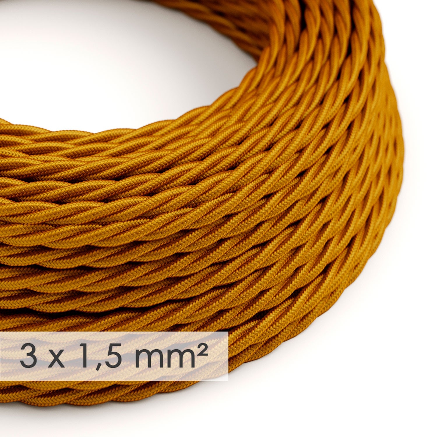 Large section electric cable 3x1,50 twisted - covered by rayon Gold TM05