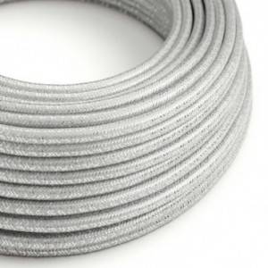 RL02 Silver Glitter Round Rayon Electrical Fabric Cloth Cord Cable