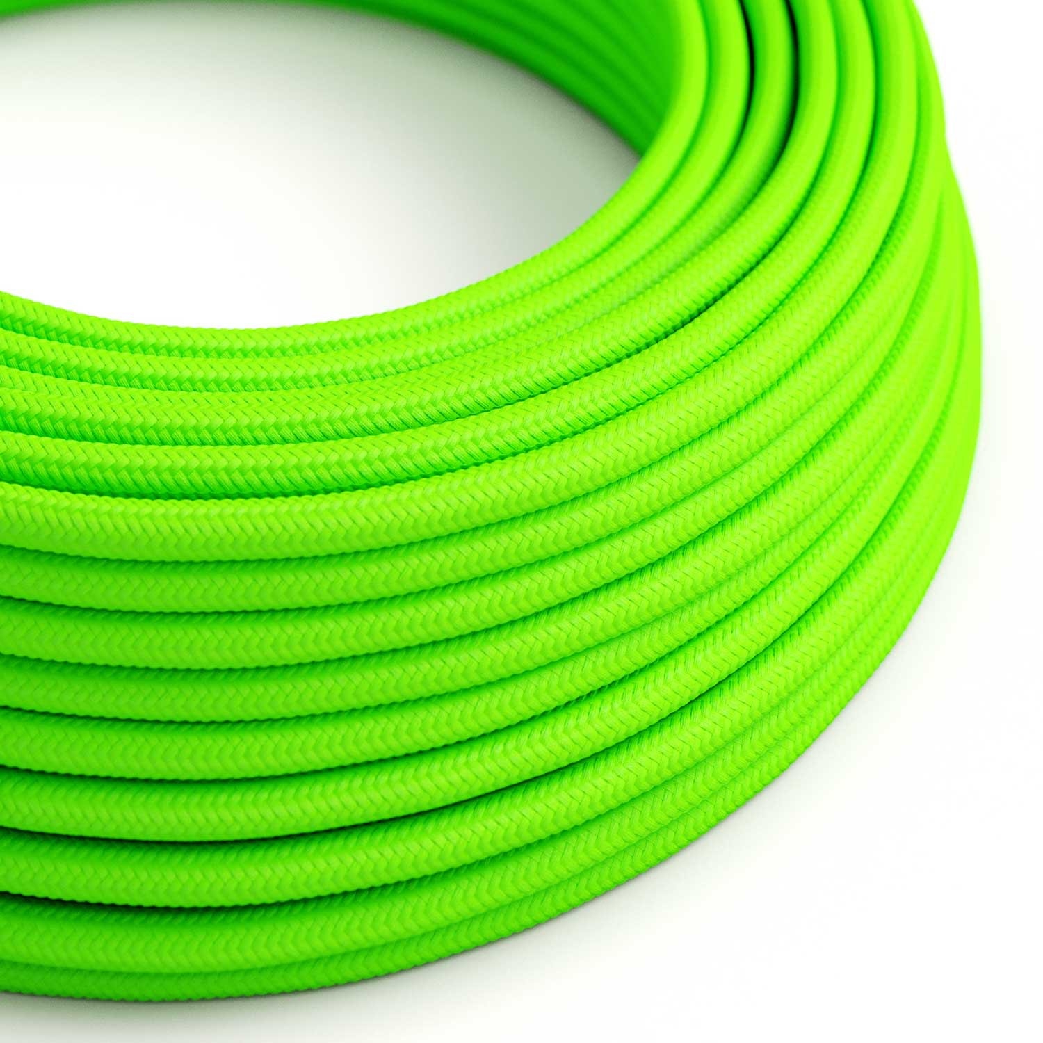 RF06 Neon Green Round Rayon Electrical Fabric Cloth Cord Cable