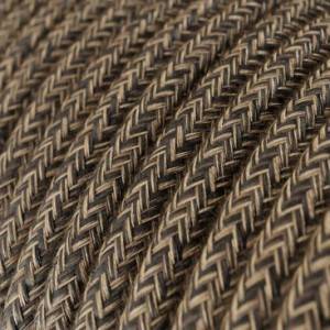 RN04 Natural Brown Round Linen Electrical Fabric Cloth Cord Cable
