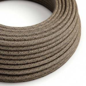 RN04 Natural Brown Round Linen Electrical Fabric Cloth Cord Cable