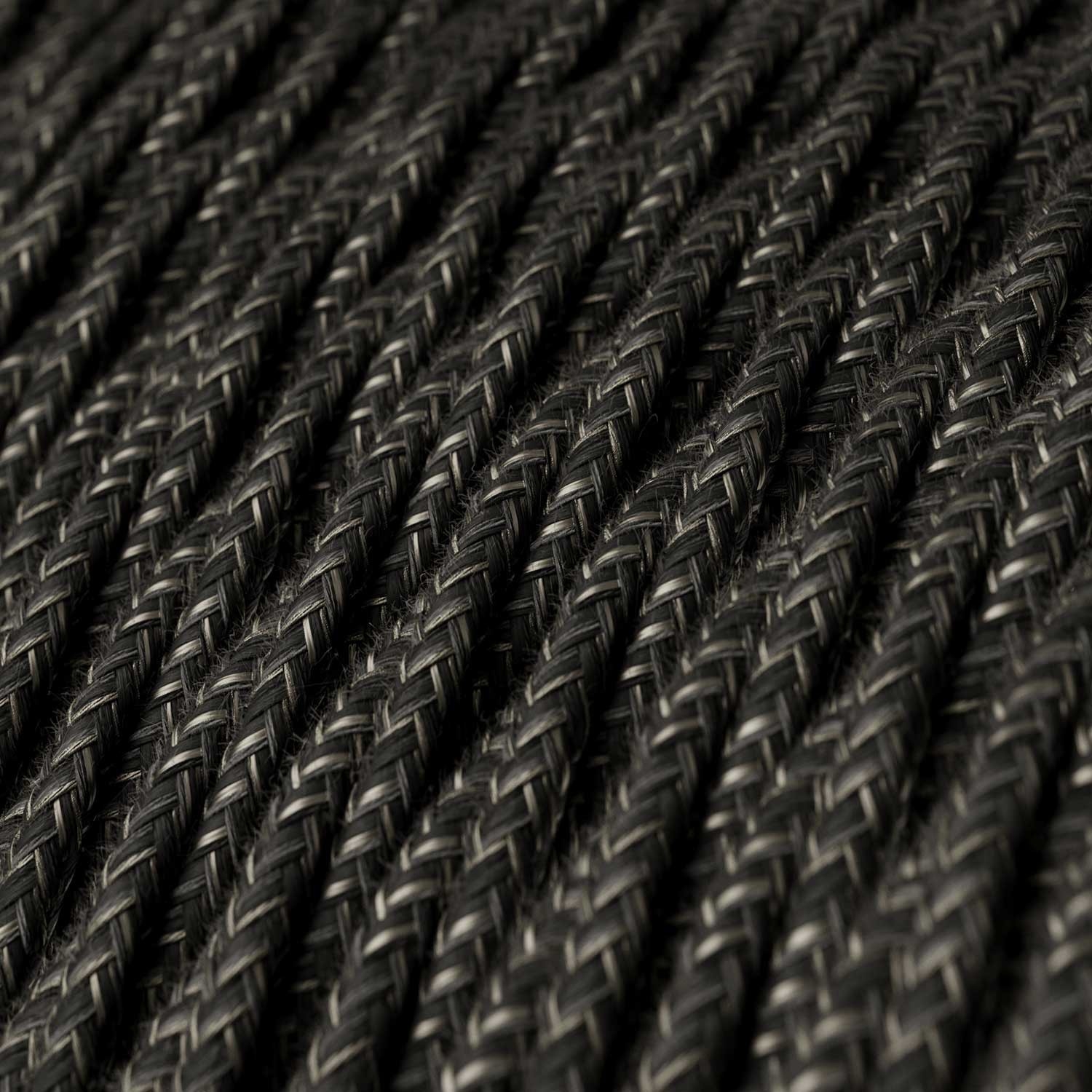 TN03 Natural Anthracite Twisted Linen Electrical Fabric Cloth Cord Cable