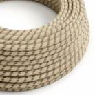 RD53 Colored Bark Stripes Round Linen & Cotton Electrical Fabric Cloth Cord Cable
