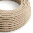 RD51 Ancient Pink Stripes Round Linen & Cotton Electrical Fabric Cloth Cord Cable