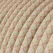 RD61 Ancient Pink CrissCross Round Linen & Cotton Electrical Fabric Cloth Cord Cable