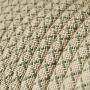 RD62 Green Thyme CrissCross Round Linen & Cotton Electrical Fabric Cloth Cord Cable
