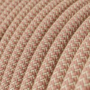 RD71 Ancient Pink ZigZag Round Linen & Cotton Electrical Fabric Cloth Cord Cable