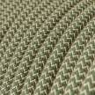RD72 Green Thyme ZigZag Round Linen & Cotton Electrical Fabric Cloth Cord Cable