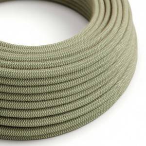 RD72 Green Thyme ZigZag Round Linen & Cotton Electrical Fabric Cloth Cord Cable