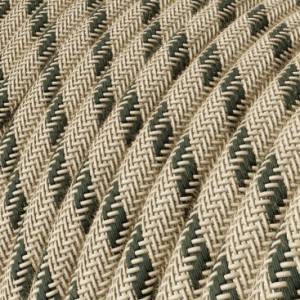 RD54 Anthracite Stripes Round Linen & Cotton Electrical Fabric Cloth Cord Cable