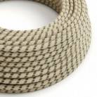 RD54 Anthracite Stripes Round Linen & Cotton Electrical Fabric Cloth Cord Cable