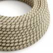 RD54 Anthracite Stripes Round Linen & Cotton Electrical Fabric Cloth Cord Cable