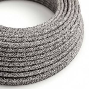 RS81 Black Onyx Tweed Round Cotton, Linen & Glitter Electrical Fabric Cloth Cord Cable
