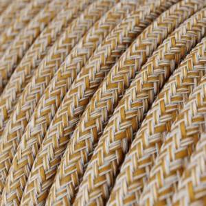 RS82 Russet Tweed Round Cotton, Linen & Glitter Electrical Fabric Cloth Cord Cable