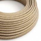 RS82 Russet Tweed Round Cotton, Linen & Glitter Electrical Fabric Cloth Cord Cable