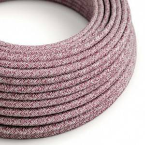 RS83 Burgundy Tweed Round Cotton, Linen & Glitter Electrical Fabric Cloth Cord Cable