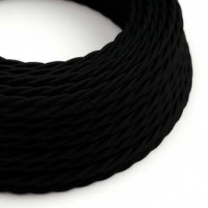 TC04 Black Twisted Cotton Electrical Fabric Cloth Cord Cable