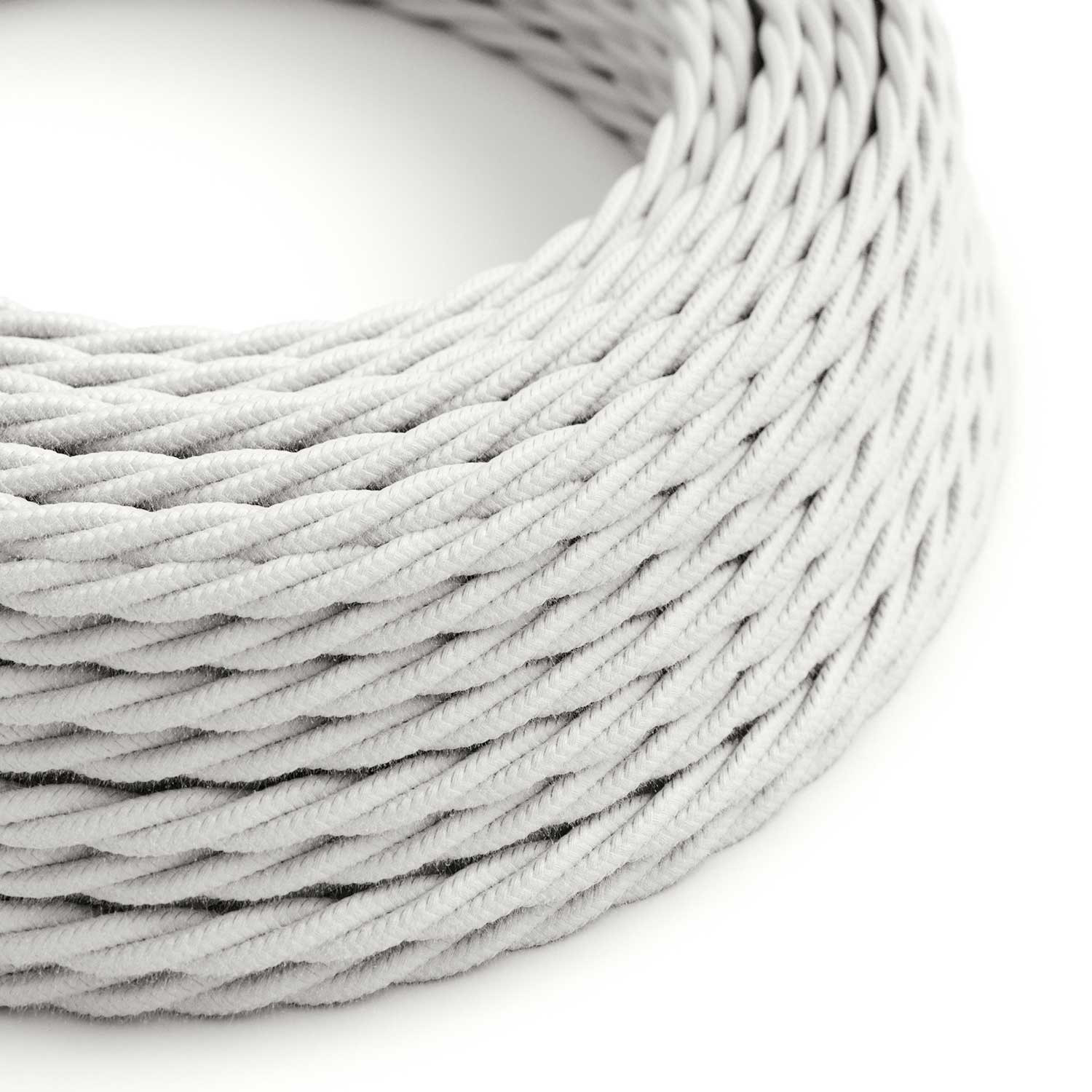 TC01 White Twisted Cotton Electrical Fabric Cloth Cord Cable