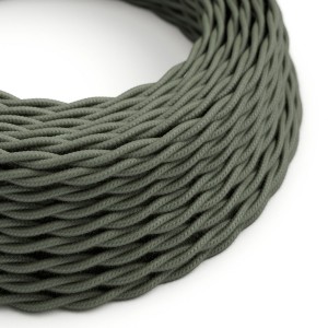 TC63 Green Grey Twisted Cotton Electrical Fabric Cloth Cord Cable