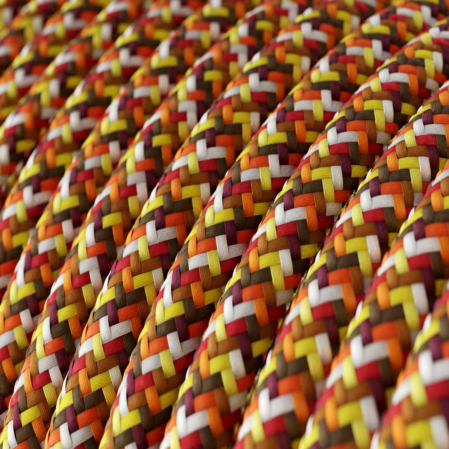 RX01 Pixel Orange Round Rayon Electrical Fabric Cloth Cord Cable