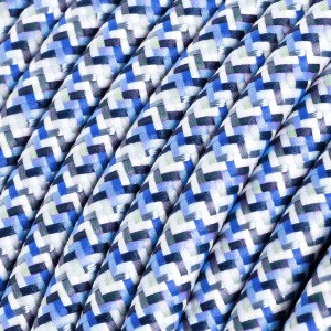 RX03 Pixel Turquoise Round Rayon Electrical Fabric Cloth Cord Cable