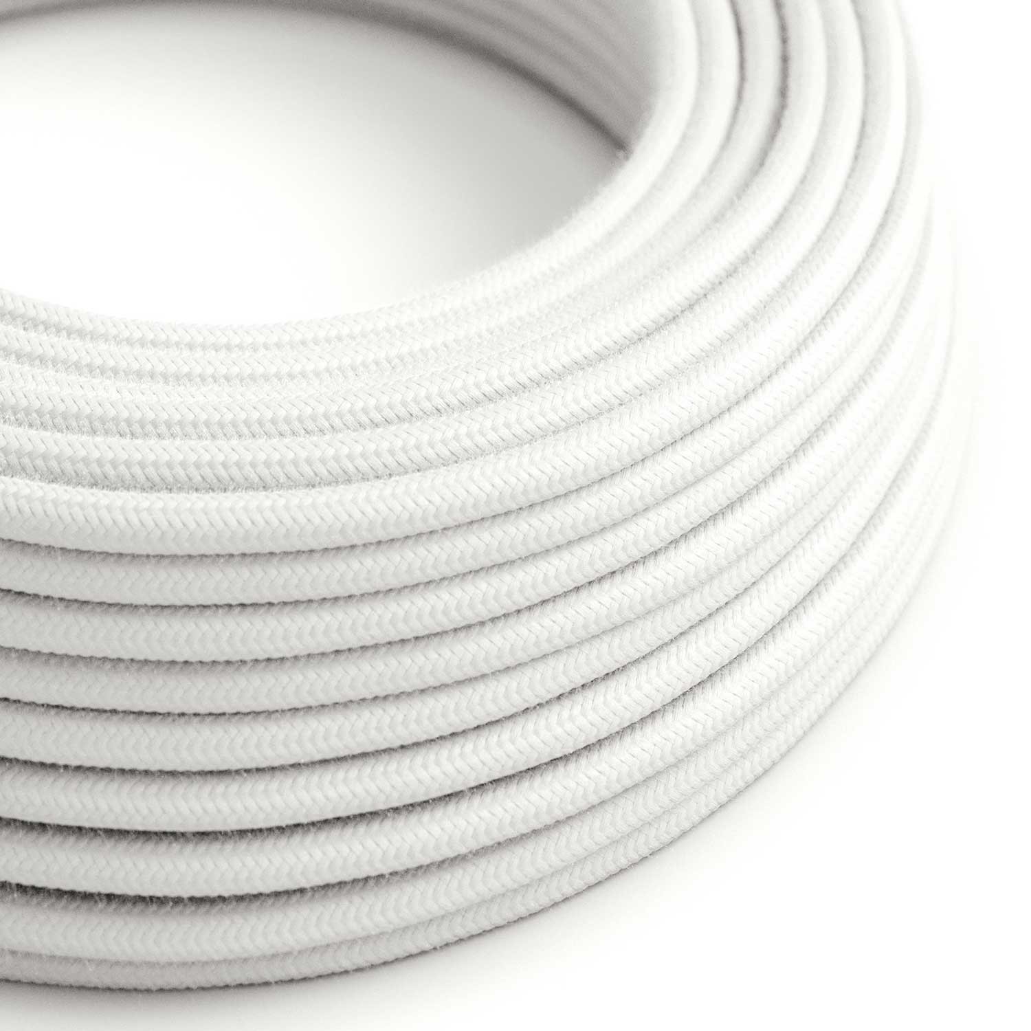 RC01 White Round Cotton Electrical Fabric Cloth Cord Cable