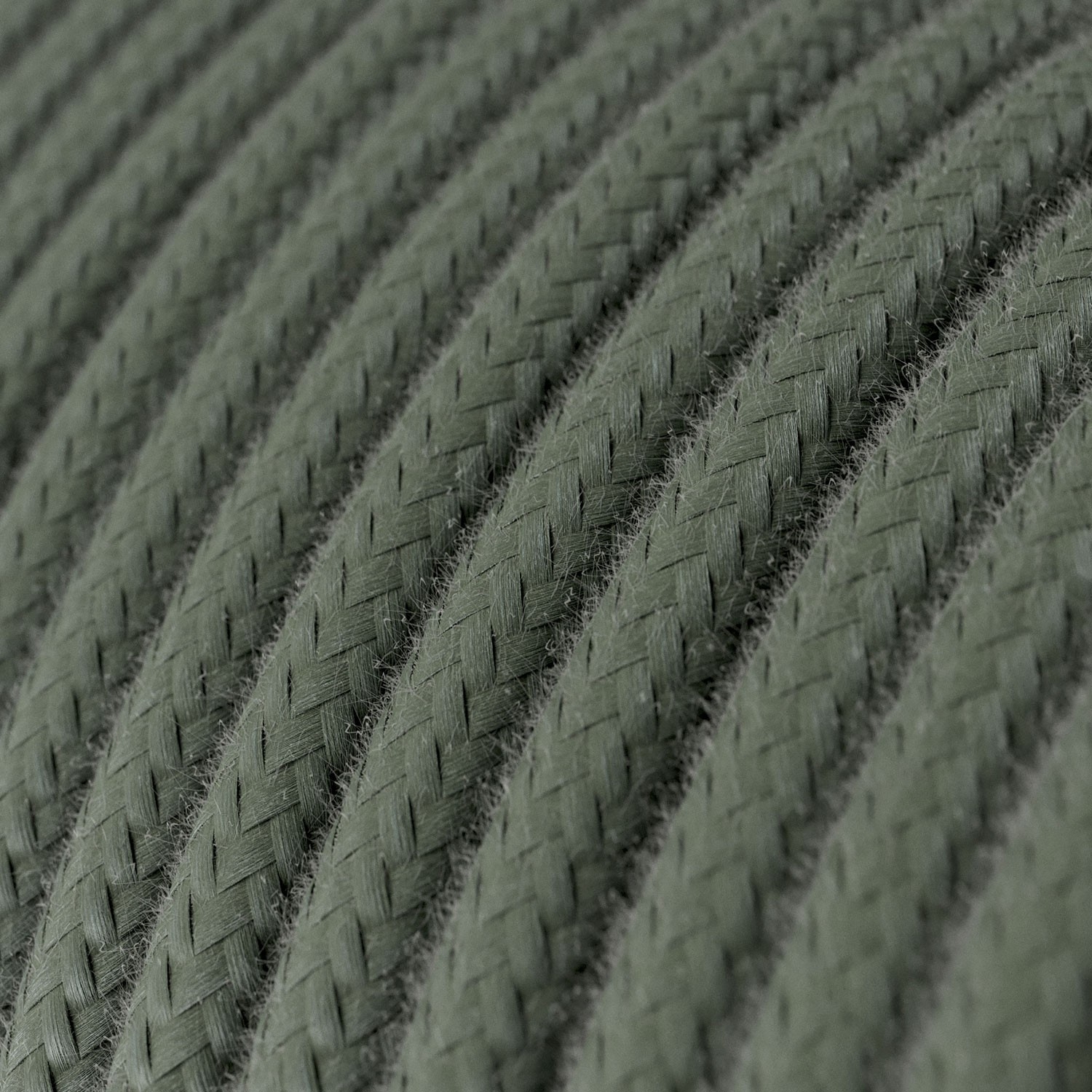 RC63 Green Grey Round Cotton Electrical Fabric Cloth Cord Cable