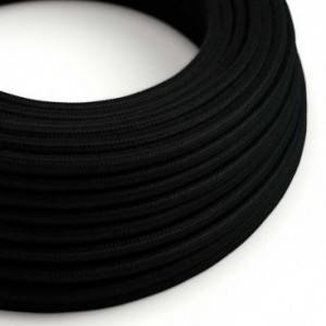 RC04 Black Solid Round Cotton Electrical Fabric Cloth Cord Cable
