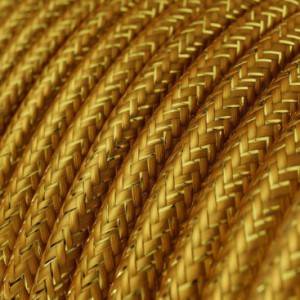 RL05 Gold Glitter Round Rayon Electrical Fabric Cloth Cord Cable