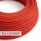 Large section electric cable 3x1,50 round - covered by rayon Red RM09