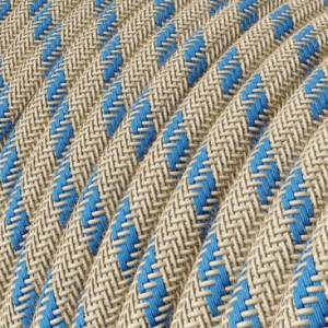 RD55 Steward Blue Stripes Round Cotton & Linen Electrical Fabric Cloth Cord Cable