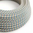 RD55 Steward Blue Stripes Round Cotton & Linen Electrical Fabric Cloth Cord Cable