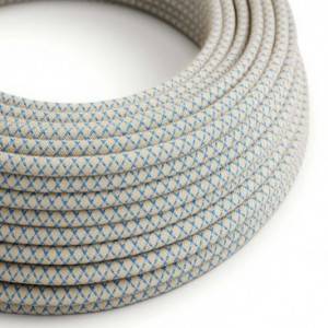 RD65 Steward Blue CrissCross Round Cotton & Linen Electrical Fabric Cloth Cord Cable