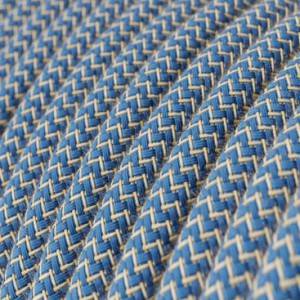 RD75 Steward Blue ZigZag Round Cotton & Linen Electrical Fabric Cloth Cord Cable