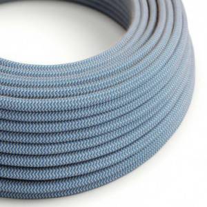 RD75 Steward Blue ZigZag Round Cotton & Linen Electrical Fabric Cloth Cord Cable