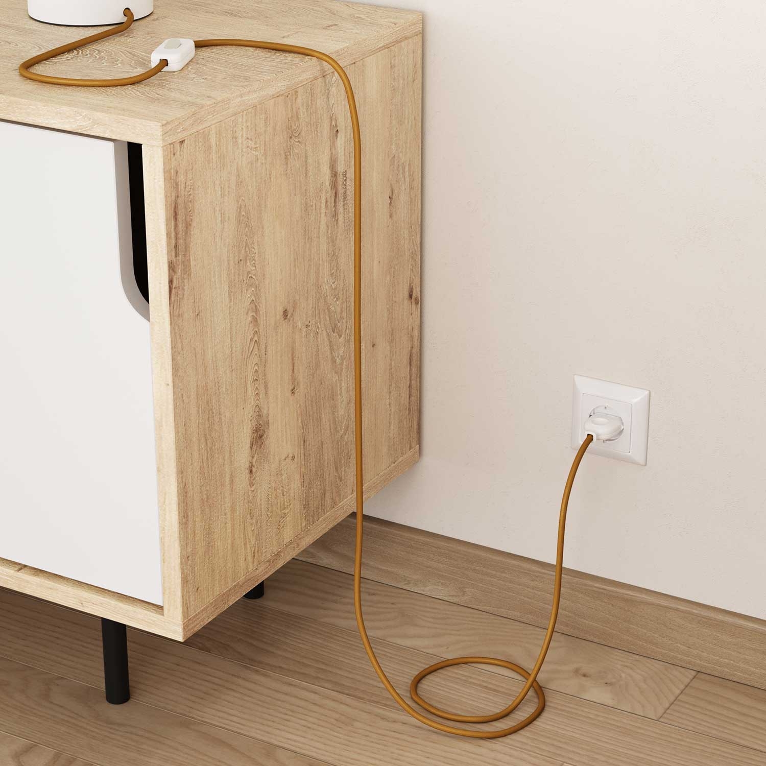 RM25 Mustard Round Rayon Electrical Fabric Cloth Cord Cable