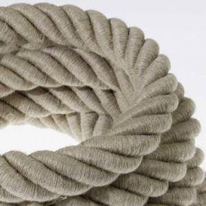 3XL electrical cord, electrical cable 3x0,75. Natural linen fabric covering. Diameter 30mm.