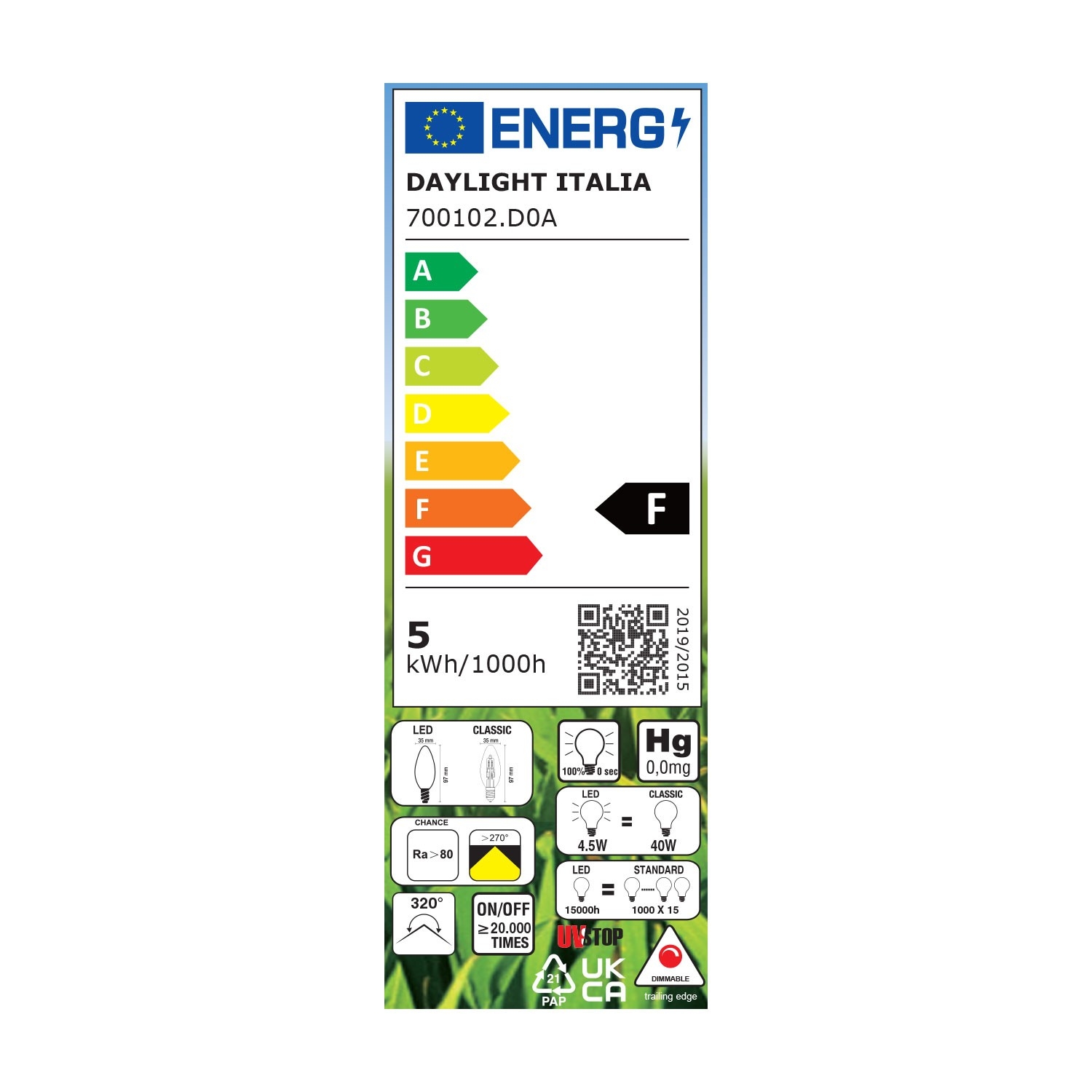 Light bulb filament Led Olive 4W E14 Clear