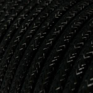 RL04 Black Glitter Round Rayon Electrical Fabric Cloth Cord Cable