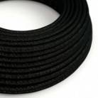 RL04 Black Glitter Round Rayon Electrical Fabric Cloth Cord Cable