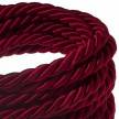 XL electrical cord, electrical cable 3x0,75. Shiny dark bordeaux fabric covering. Diameter 16mm.