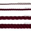 XL electrical cord, electrical cable 3x0,75. Shiny dark bordeaux fabric covering. Diameter 16mm.