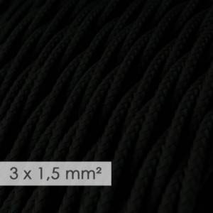 Large section electric cable 3x1,50 twisted - covered by rayon Black TM04