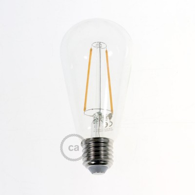 LED Transparent Light Bulb - Edison ST64 Long Filament 4W Decorative Vintage 2200K