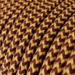 RZ23 ZigZag Gold & Burgundy Round Rayon Electrical Fabric Cloth Cord Cable