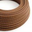 RZ23 ZigZag Gold & Burgundy Round Rayon Electrical Fabric Cloth Cord Cable