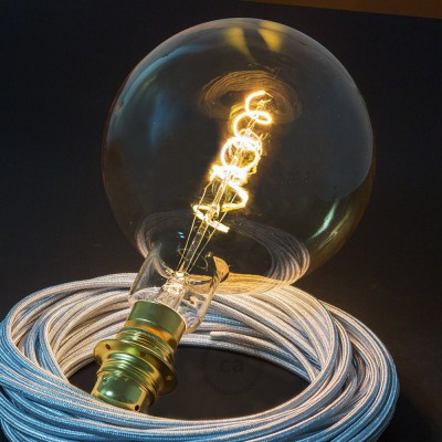 XXL LED Golden Light Bulb - Sphere G200 Curved Double Spiral Filament - 5W E27 Dimmable 2000k