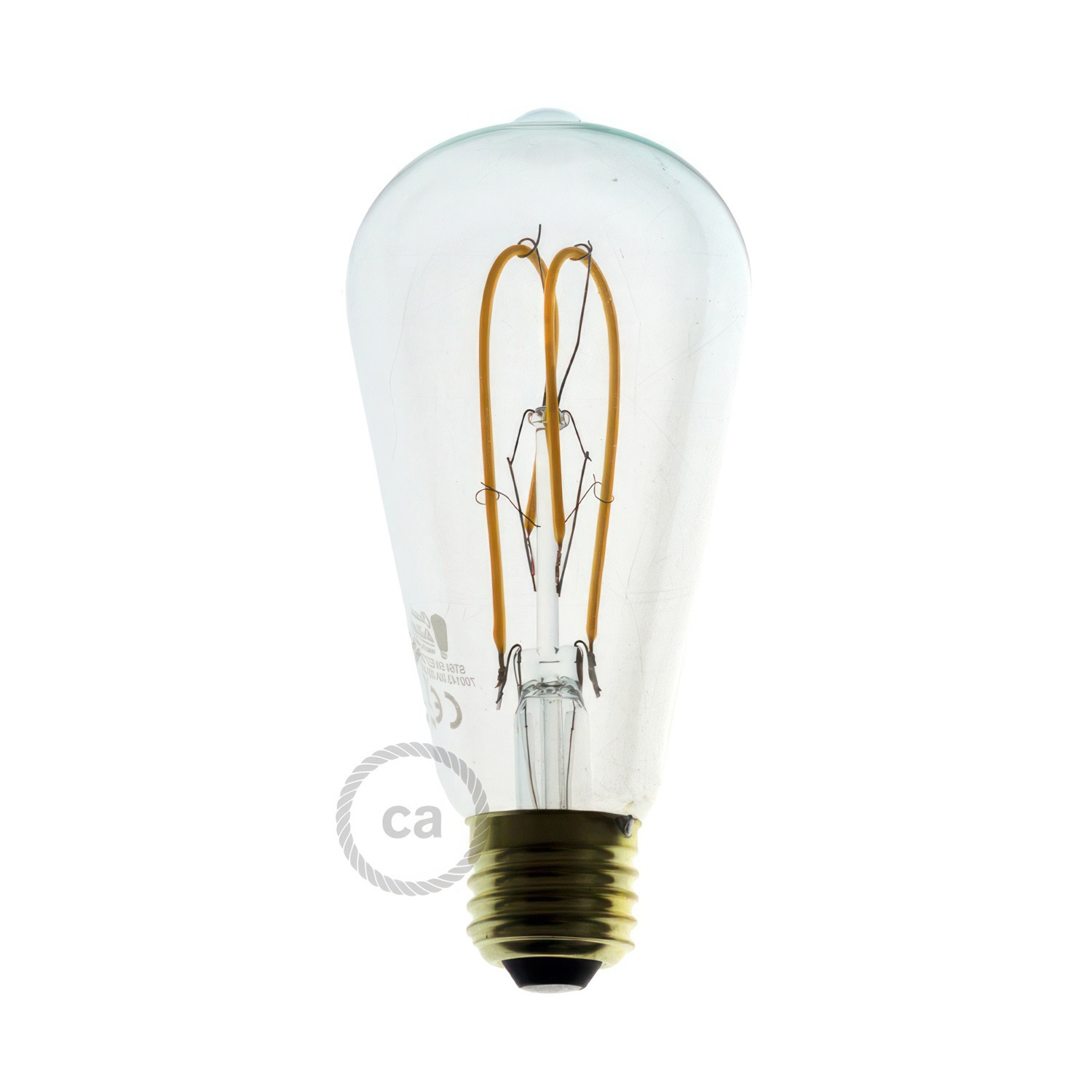 LED Transparent Light Bulb - Edison ST64 Curved Double Loop Filament - 5W E27 Dimmable 2200k