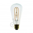 LED Transparent Light Bulb - Edison ST64 Curved Double Loop Filament - 5W E27 Dimmable 2200k